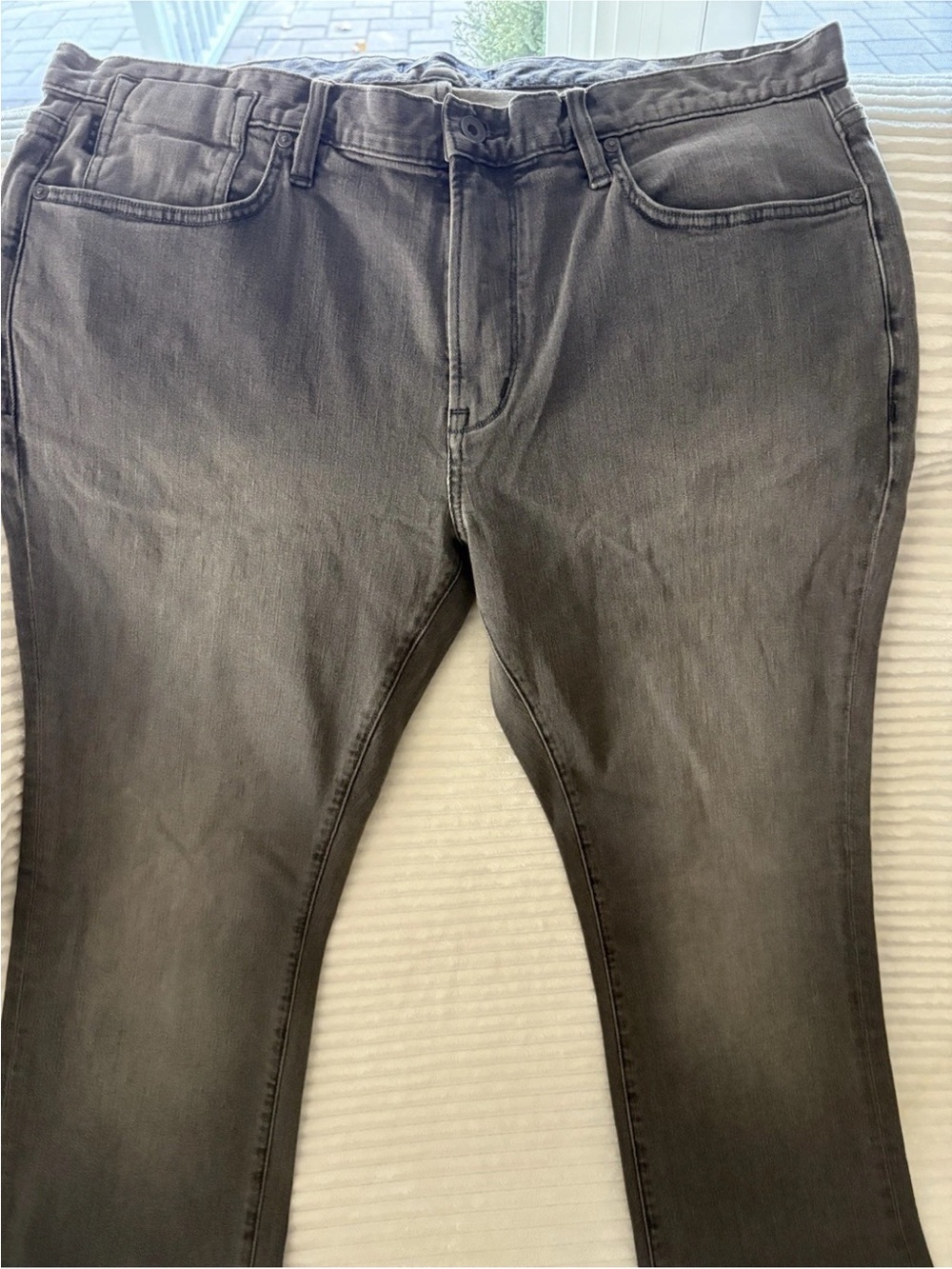 John Varvatos USA Men 38 Gray Faded Wash Slim Straight Denim Jeans V Pocket